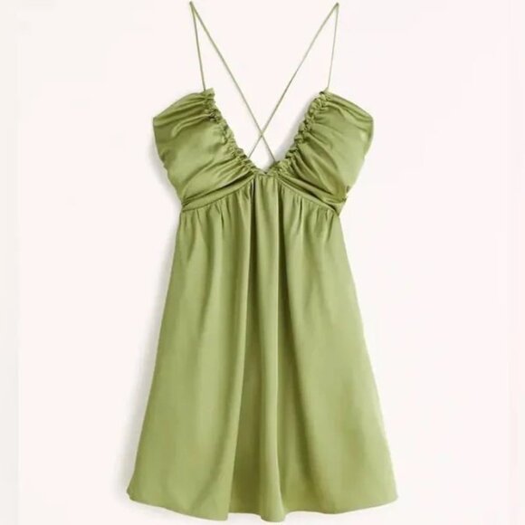 Abercrombie & Fitch Dresses & Skirts - Abercrombie Drama Ruched Mini Dress-Green